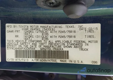 2015 Toyota Tacoma Prerunner V6 из США, поврежденный, VIN 5TFKU4HNXFX006568